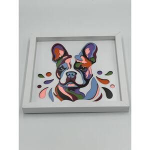 9 Paper Layers Of Mixed Colors French Bulldog Dog/Puppy Framed Art 7x7
